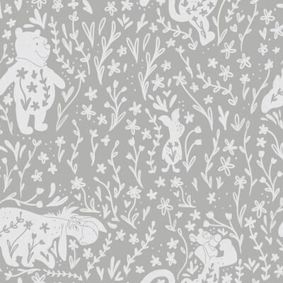 RoomMates Disney Winnie the Pooh Block Print Grey Peel and Stick Wallpaper