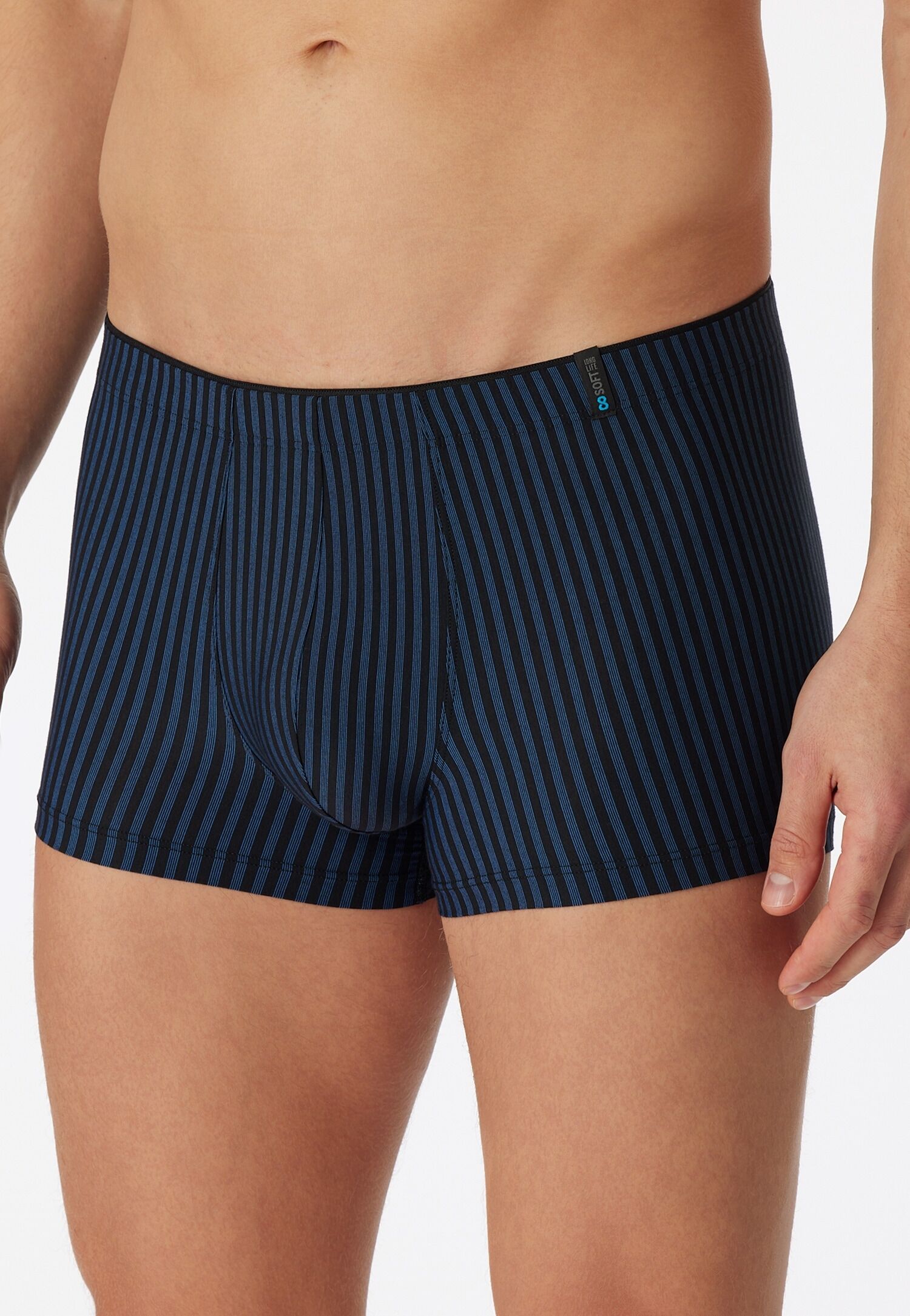 Panty SCHIESSER "Long Life Soft", Herren, Gr. 10, Single Jersey, blau (815, navy), Single Jersey, Obermaterial: 100% Baumwolle, gestreift, unifarben, körpernah, Unterhosen Panty, reduzierte Pilling-Bildung, ohne Eingriff, Single Jersey 815, navy 10, Singl