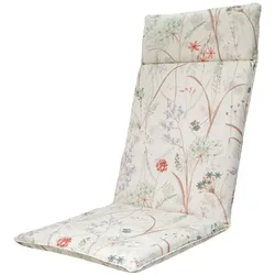 Natura Punto, Sitzkissen, 2er-Set Hochlehner-Auflage, Gartenstuhlkissen wasserabweisend, Blumenmuster weiss 120x50cm (120 x 50 cm)