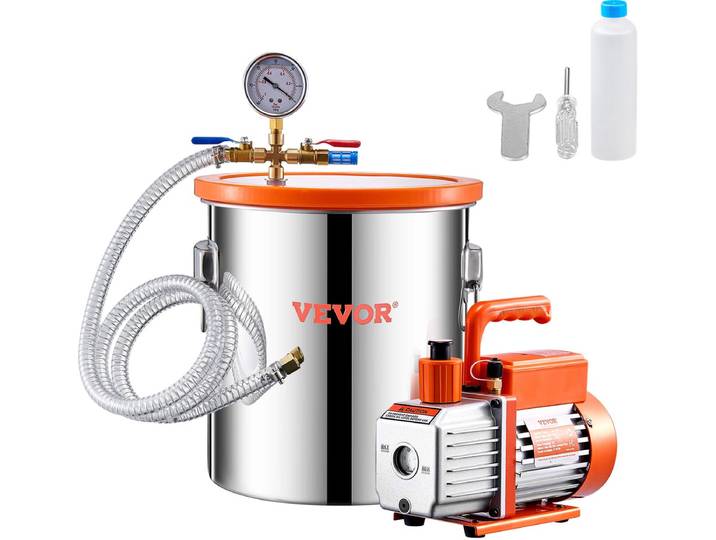 VEVOR 3.5CFM vacuümpomp met 18\,93L vacuümkamer vacuümpomp vacuümpompset