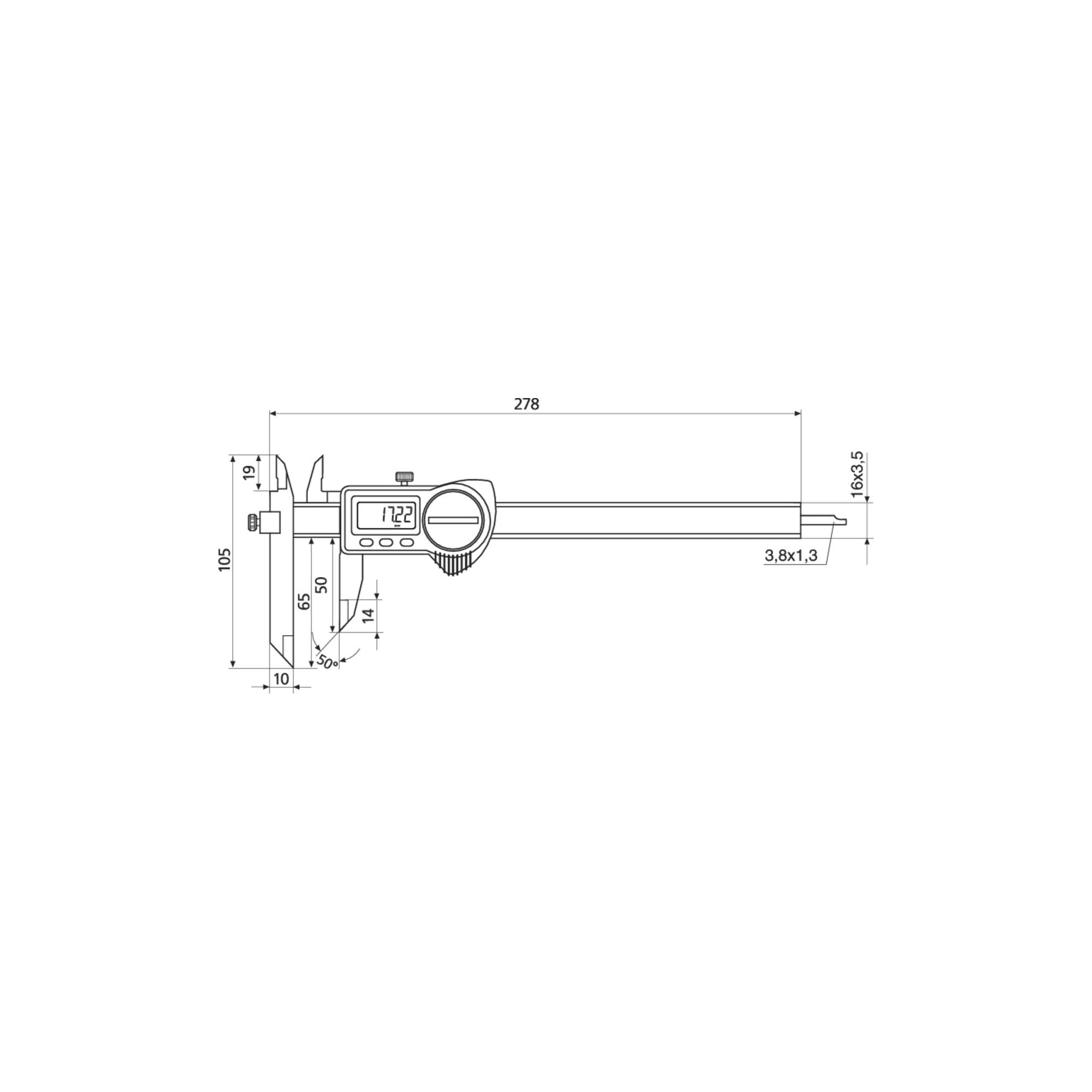 Helios-Preisser Digitaler Tiefenmessschieber IP67, 200 mm verschieb. Schienenschn (1326928)