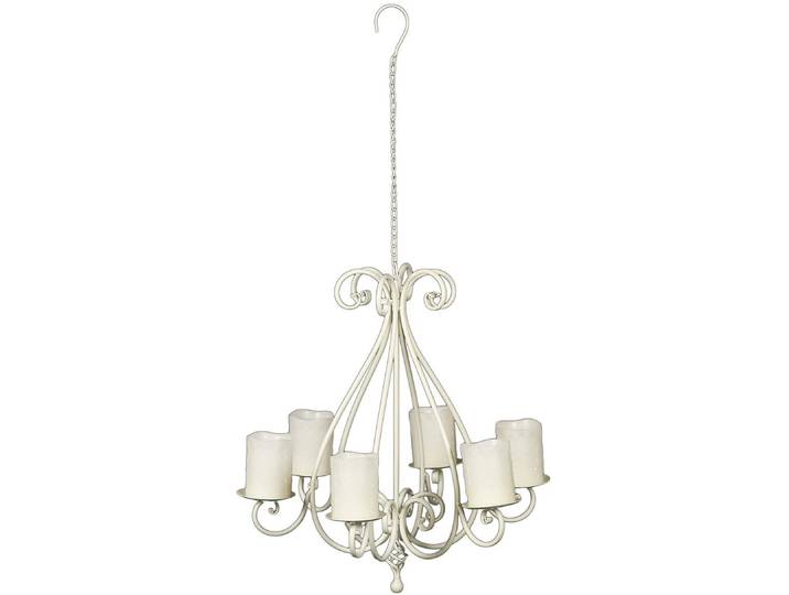 Kerzenständer AMBIENTE HAUS Kronleuchter mit 6 Tellern in Antikweiß , weiß, B:53cm H:56cm T:53cm, Schmiedeeisen, Kerzenhalter, Kerzenständer