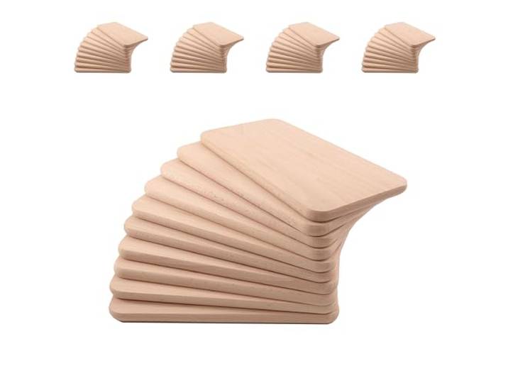 Frühstücksbrettchen 50er Set Holz Buche Natur unbehandelt Brotzeitbrett für Küche, Küchenutensilien Schneidebrett Holzbrettchen beidseitig verwendbar 22,5x12,5x1,2 cm Pohmer Design