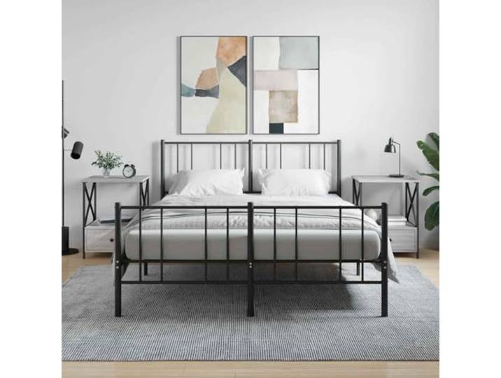 HEFZGDB Nachttische 2 STK. Grau Sonoma 50x41x65 cm Holzwerkstoff mit Eisenrahmen und verstellbaren Füßen für Stauraum und Stabilität im industriellen Stil