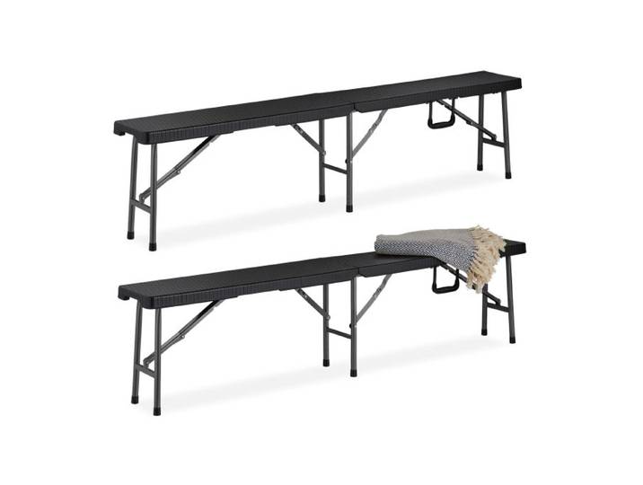 Relaxdays Bierbank 2er Set schwarz