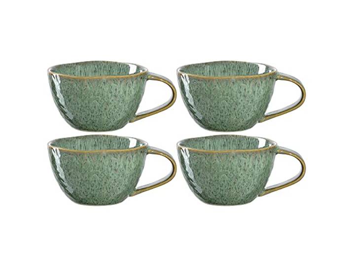 Leonardo Matera 018589 Lot de 4 tasses à café\, en céramique\, passent au lave-vaisselle\, passent au micro-ondes\, vertes\, 290 ml