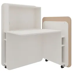 fm Büromöbel Sekretär »FLATup« rechts öffnend diamantweiß beige, 107x126x91 cm