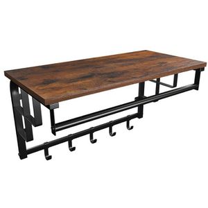 Vasagle Wandgarderobe LCR12BX, Metall / Holz, 66 x 27cm, mit Kleiderstange & 5 Haken, vintage braun