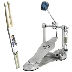Dixon PP-P1 Einzel-Pedal Fussmaschine mit Drumsticks, Schlagzeug Zubehör, Silber
