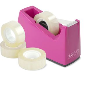 RAPESCO Klebebandabroller 300, 1621, pink, Tischabroller für Klebeband 25mm x 33m