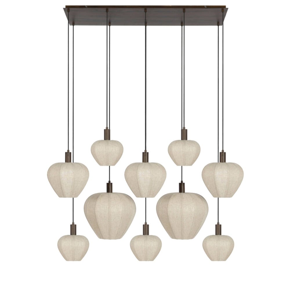 Light & Living Huxi Hanglamp - 10-lichts - Bruin en Beige - Japandi stijl
