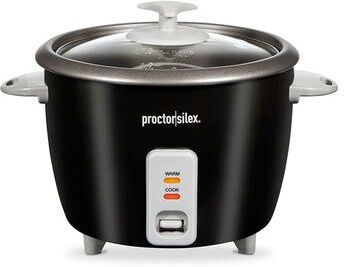 Proctor Silex Large Capacity 16 Cup Nonstick Rice Cooker in Black