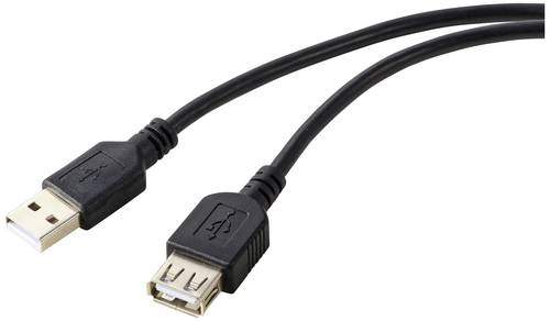 Renkforce USB-Kabel USB 2.0 USB-A Buchse, USB-A Stecker 0.50m Schwarz PVC-Mantel RF-5771510