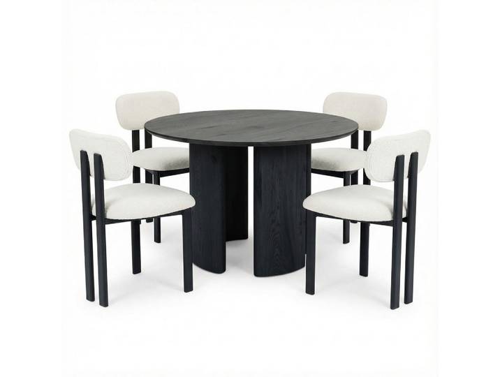 Idimex Essgruppe Arvika Franca 5er Set schwarz, Schwarz, Mode, Rund,rund, Gartenmöbel, Gartengarnituren, Gartenmöbel-Sets