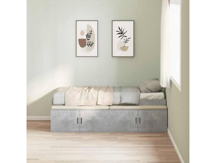 Bettrahmen mit Schubladen Betongrau 70x190 cm Holzwerkstoff Stauraum Bettkasten, Modernes Design, Robust, Pflegeleicht, Mehrere Schubladen