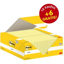 Post-it® Haftnotizen, gelb, 100 Blatt pro Block