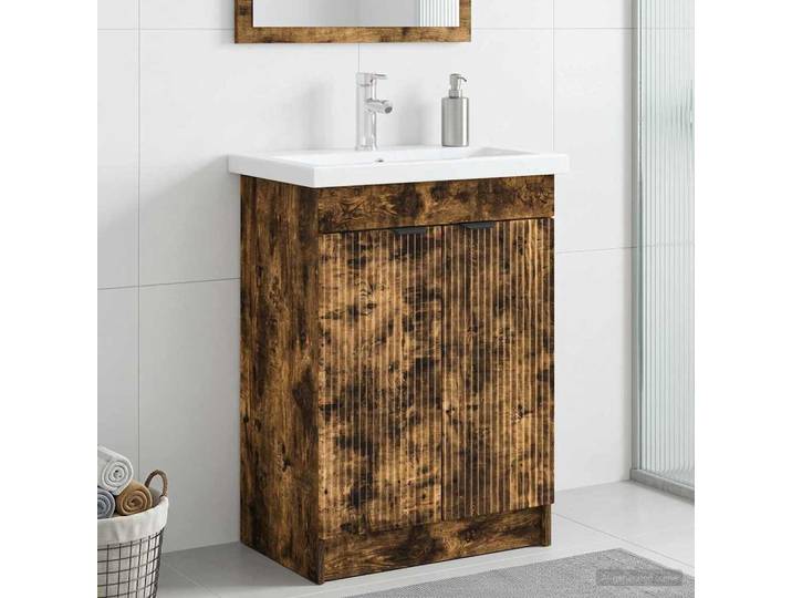 vidaXL Unter dem Waschbecken Badschrank Räuchereiche