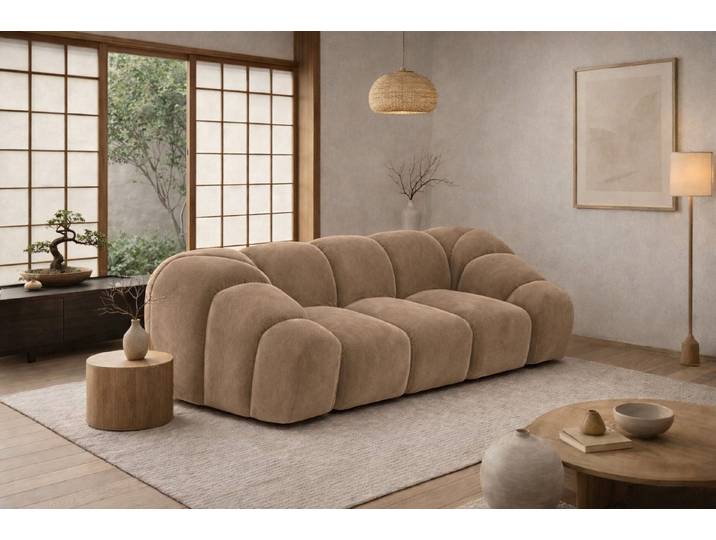 Kaiser Möbel Sofa 2-Sitzer modular für Wohnzimmer, Samtstoff Bluvel, CROISSANT, Einzelsofa, modulares System,hochwertiger Samtstoff
