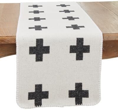 Saro Lifestyle "Eye-Catching Reversible Plus Sign Table Runner - 16""x72"""
