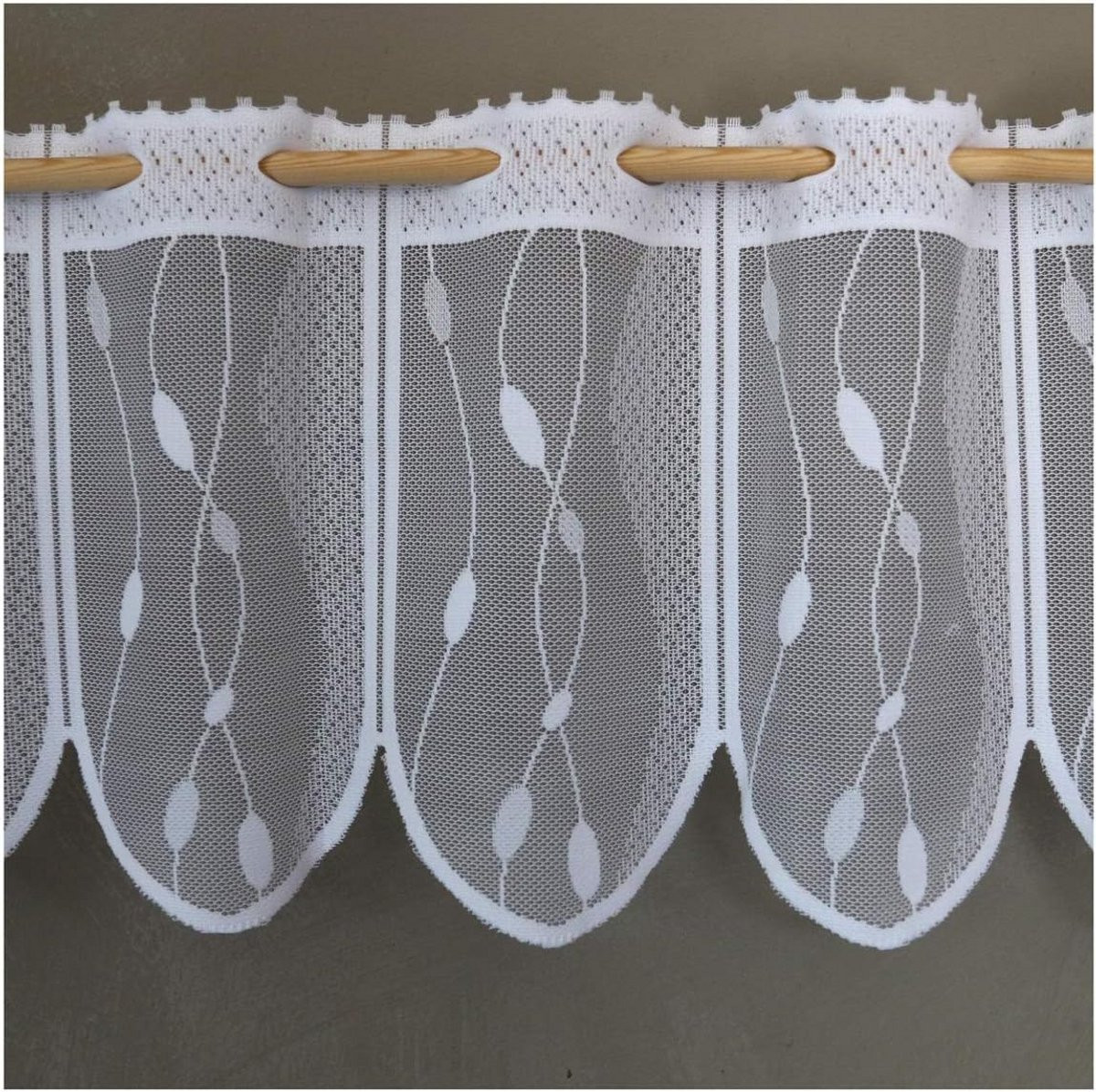 Wit Jacquard Bistrogordijn op maat, semi-transparant