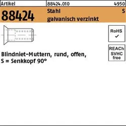 Blindnietmuttern ART 88424 Stahl gal Zn Seko M 10 / 4,0 - 6,5 S