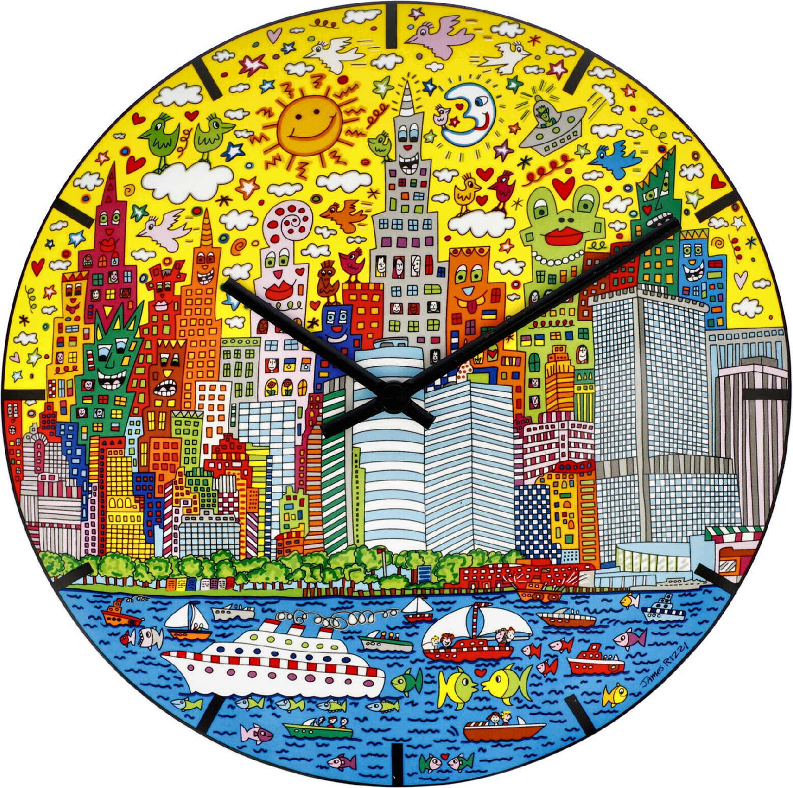 Goebel James Rizzi Wandklok My New York City Sunset Analoog
