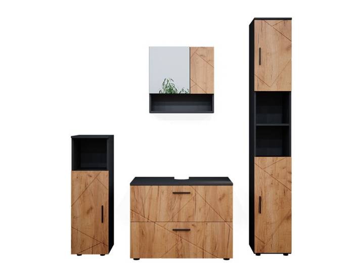 Meubles bain Irma 4 pièces Chêne doré/Anthracite Vicco 38065