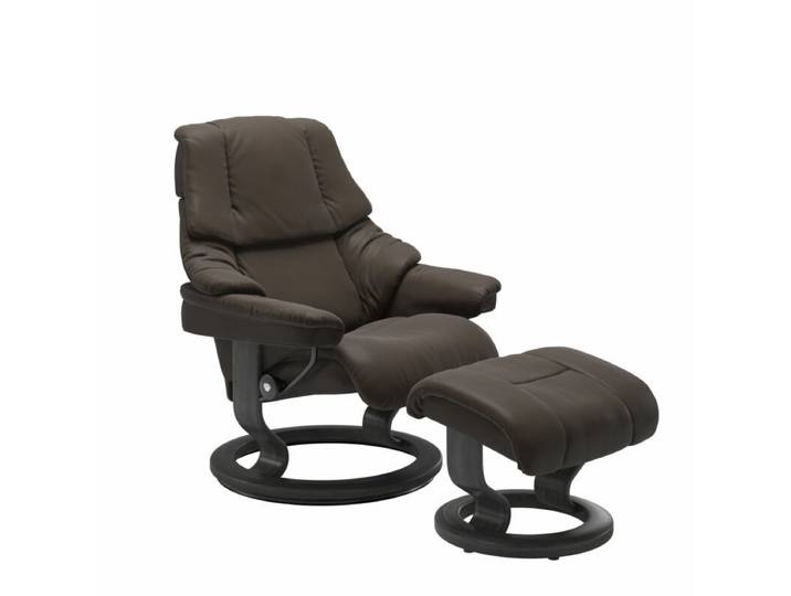 Stressless Reno Sessel Classic - Leder Batick Brown - Buche Holzfarbe Grau - ohne Zusatzausstattung Modern, Skandinavisch, Zeitlos