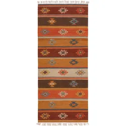 benuta Pure Handgewebter Kelim Zohra Multicolor 80x200 cm - Bunter Teppich für Wohnzimmer