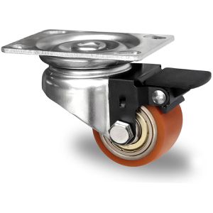 CASCOO Schwerlastrolle Serie SWU5, Lenkrolle, 50mm Ø, Polyurethan, Tragkraft 150kg, mit Bremse