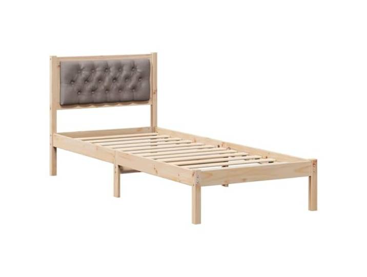 PUGYNBK Bettgestell Kiefer massiv, 75 x 190 cm Gepolstertes Kopfteil, feste Leisten, minimalistischer Stil, feucht abwischbar