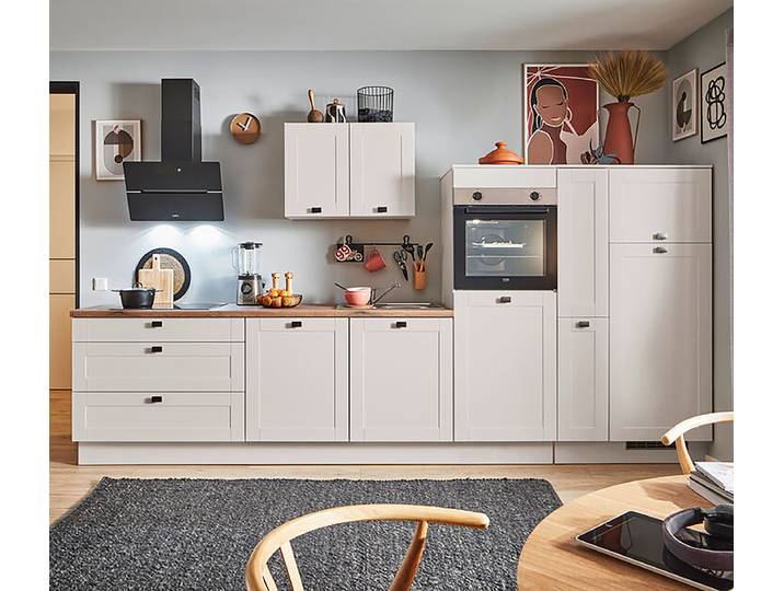 Autarke Zeile Kühl+Apotheker B 340cm Ausrichtung rechts Grau/Kaschmir