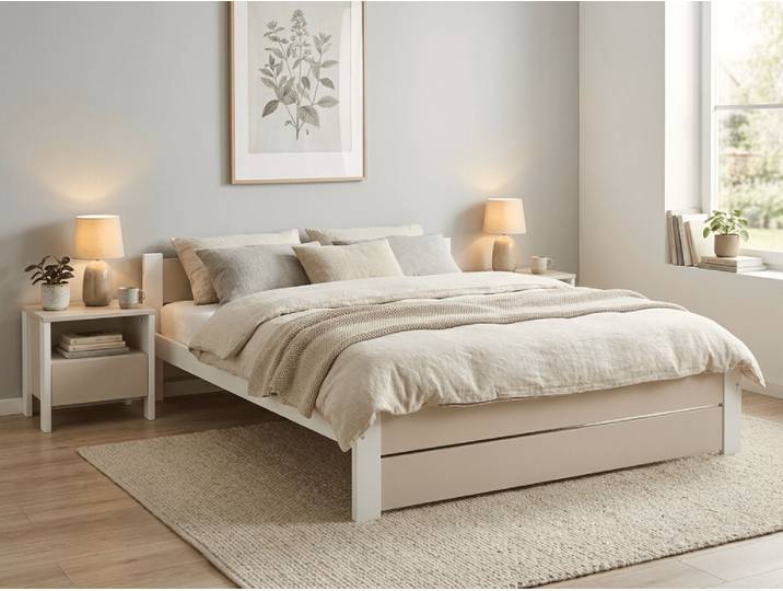 Bett IKAROS DOUBLE 140 x 200 cm, kaschmirbeige Matratze: Ohne Matratze, Lattenrost: Ohne Lattenrost