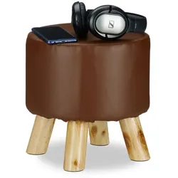 Relaxdays Hocker Kunstleder Braun,Hellbraun