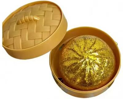 Useful Little Things Simulation Dumpling Squeeze Toy Set Soft Slow Rebound Stress Relief Ball With Bamboo Steamer Box gold