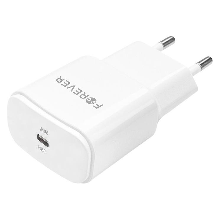 Forever TC-01 PD QC Ladegerät 1x USB-C 20W weiss (20 W, 1 Port) (GSM104593)