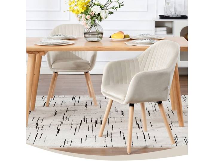 Chaises de Salle à Manger - Lot de 2 - WOLTU - Velours - Beige