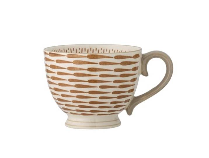 Bloomingville Beker MAPLE oranje wit 420 ml koffiemok keramische mok