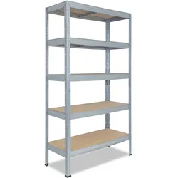 shelfplaza PRO 180x130x60 cm Schwerlastregal in verzinkt mit 5 Böden und 175 kg Traglast pro Boden