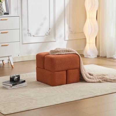 SEYNAR Modern 16.5''Faux Sherpa Square Cube Otttoman