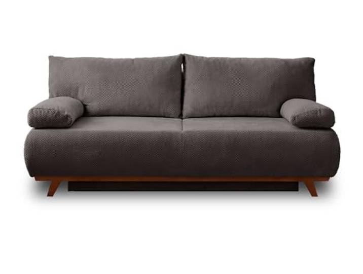 Best Möbel Cristal - 3-Sitzer Sofa - Schlaffunktion und Bettkasten - aus Strukturiertem Samt Dunkelgrau