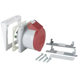 Schneider Electric 5960100 3-Phasen CEE-Steckd. CEE 416-6, 440V/16A rot, inkl.Rahmen Etikettenf. 5x 2,5mm2