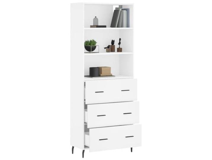 KTHLBRH Anrichte weiß 69,5 x 34 x 180 cm Holz mehrschichtig Metallfüße, großer Stauraum, Schrank mit Regal, Montage erforderlich