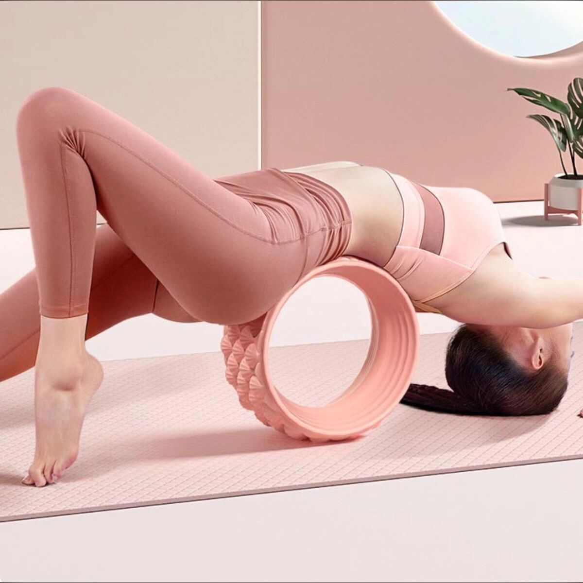 INF Roue de Yoga pour l'Ouverture du Dos - Améliore la Flexibilité et Soutient la Colonne Vertébrale Rose