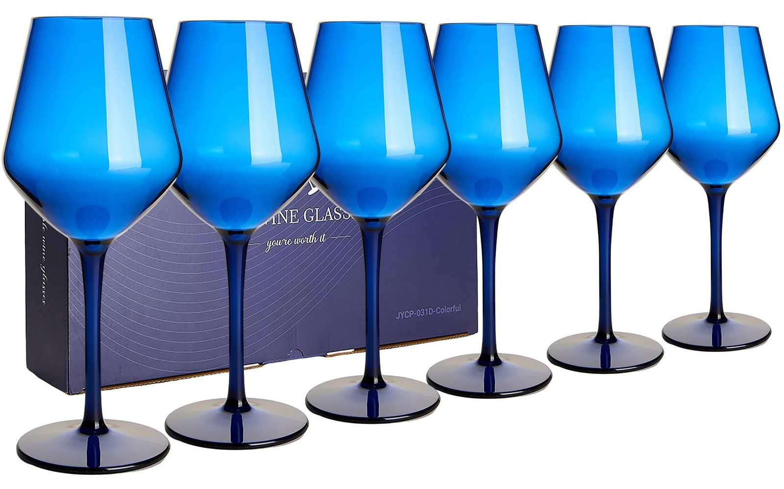 Set van 6 kleurrijke schokbestendige wijnglazen van Tritan