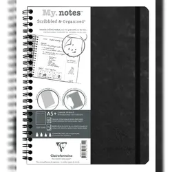 Clairefontaine 5x My.Notes Age Bag, Spiralheft A5+, 60 Blatt 90g, DOT mit Kopfleiste, abtrennbar, mikroperforiert - Schwarz 782331C