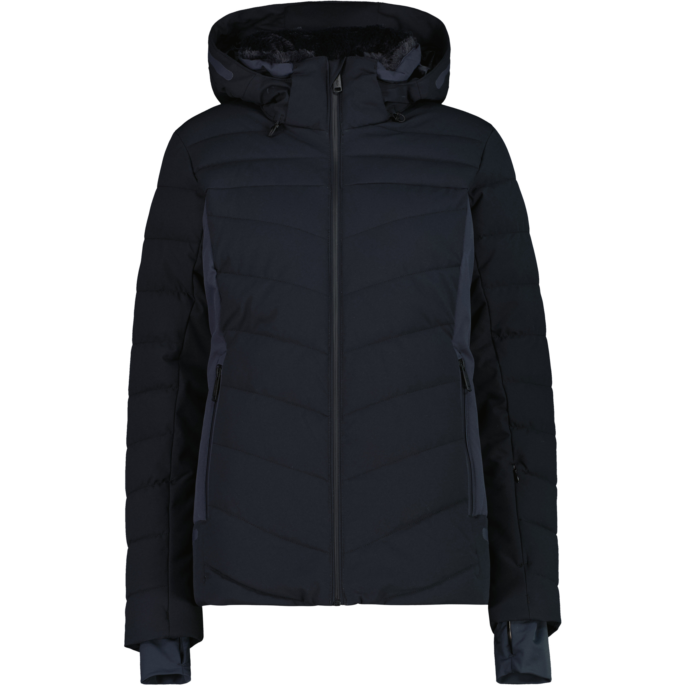 CMP Zip Damen Isolationsjacke schwarz Größe XXS Skifahren
