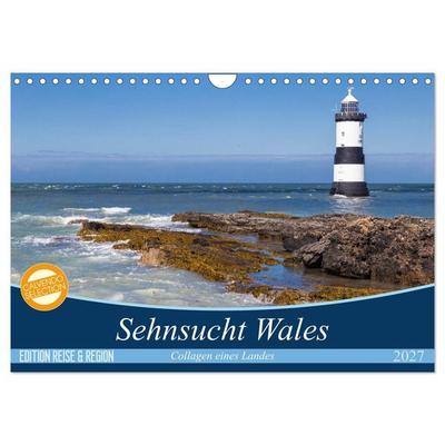 Sehnsucht Wales - Collagen eines Landes (Wandkalender 2027 DIN A4 quer), CALVENDO Monatskalender