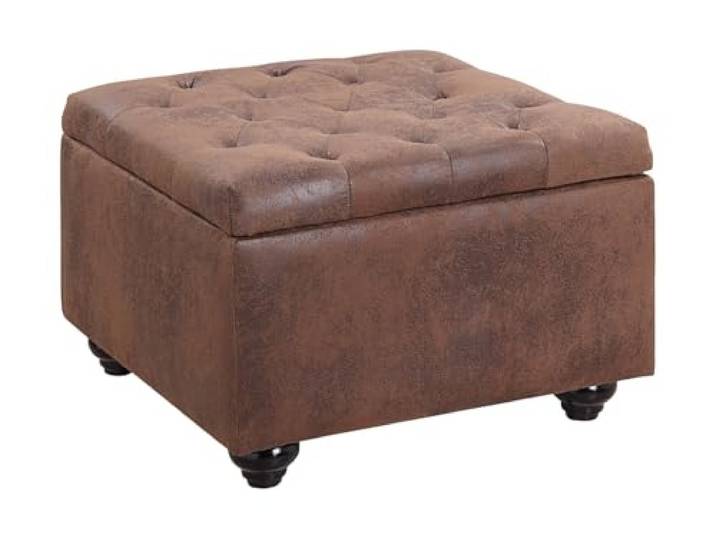 Vente-unique - Sitzhocker 1 Person Lomai Stoff Braun Integrierter Stauraum Vintage-Stil Gepolstert