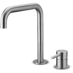 JEE-O Slimline Stand 2-Loch Waschtischarmatur, niedrig, edelstahl gebürstet, 800-1760 800-1760